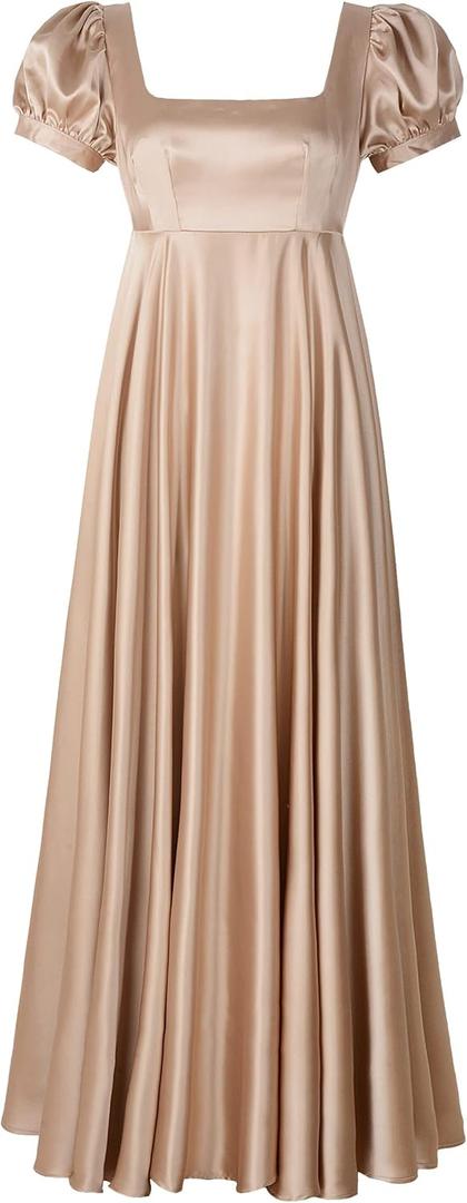 Regency Dresses for Women Bridgerton Dress Jane Austen Ball Gown Empire Waist (14, Champagne)
