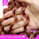 Pre Looped Gogo Curl Crochet Hair for Black Women 24 Inch 8 Packs, Curly Crochet Hair, Deep Wave Braiding Hair, Water Wave Synthetic Crochet Braids Hair Extensions (1B/350)
