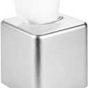 Livelab Tissue Box Cover, Square Metal Tissue Box Holder Modern Decor Facial Napkin Holder Tissue Box Dispenser for Bathroom Vanity Countertop, Living Room, Bedroom, Office - Silver