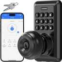 Wi-Fi Smart Keyless Entry Door Lock with Knob, Keypad Door Lock with Handle, Smart Locks for Front Door, Door Knob with Code, No Hub Required, APP Remote Control (Matte Black)