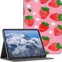 Case for Kindle Fire HD 8 & Fire HD 8 Plus Tablet (12th /10th Generation, 2024/2022/2020 Release) PU Leather Shockproof Stand Protective Cover with Auto Wake/Sleep, Pink Strawberry