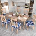 Stretch Dining Chair Seat Covers Set of 2,Dining Chair Slipcovers, Floral Printed Chair Covers,Soft Fabric Washable Upholstered Chair Seat Protector, No Rear Covers for Home Kitchen Dining Room (B-geometric Semicircles)