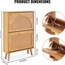VEVOR Shoe Cabinet with 2 Flip Drawers, Shoe Storage Cabinet for Entryway, Free Standing Shoe Storage Organizer with Rattan Doors for Heels, Boots, Slippers in Hallway, Living Room
