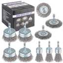 Rocaris 10-Pack Carbon Steel Wire Wheel, Cup, Pen Brush Set with 1/4-Inch Hex Shank for Rust Removal, Corrosion and Scrubbing Surfaces