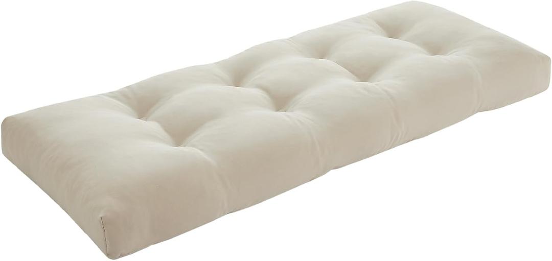 36 Inch Bench Cushions for Indoor Furniture, Super Soft Rectangle Bench seat Cushion Pad with Non-Slip Bottom, Waterproof Bench Pad for Window Porch(Beige, 36x15x4.5 Inch)