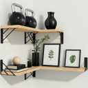 BAYKA Wall Shelves for Bedroom Decor, Floating Shelves for Living Room Kitchen Storage, Wall Mounted Rustic Shelves for Kids Books, Corner Shelf for Bathroom(Carbonized Brown,Set of 4)