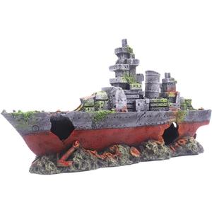 Ulifery Aquarium Shipwreck Sunken Pirate Ship, Submarine Fish Tank Decorations Resin Battleship for Betta Extra Large XL for 55-75 Gallon Tank