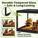 PROLEE Reptile Tank, 31 Gallon Beard Dragon Tank, Tempered Glass Reptile Encloure and Snake Tank with Locking Design for Lizard,Gecko,Chameleon (24"X15.5"X15.5",Black)