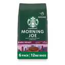 Starbucks Ground Coffee, Dark Roast Hot or Iced Coffee, Morning Joe, Six 12 oz Bags​ (EXP 03/16/27)
