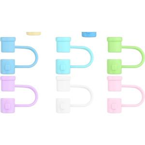 6 Pieces Silicone Straw Cover Set Reusable Drinking Straw Toppers Compatible with 6-8mm Straws Perfect for Traveling, Picnicking, Fitness, Party Decoration and Protection