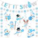 Snowflake Party Decorations,Winter Wonderland Decorations Includes Let it Snow Banner,Snow Garland and Christmas Snowman Hanging Swirls, Let It Snow's Party Decorations for Indoor Winter Holiday