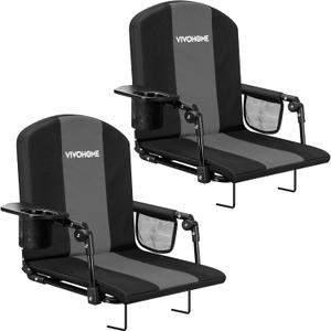VIVOHOME Stadium Seats with Back Support, Bleacher Chairs for Sport Event
Cup Holder, Shoulder Strap, 2 Pack, Portable, Foldable Seat, Comfortable