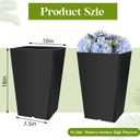 Briwooody Set of 2 15.75 Inch Large Taper Planters Outdoor Indoor Tall Resin Flower Pots with Drainage Holes Modern for Front Door Patio Backyard Plants(Black), 16 Inch
