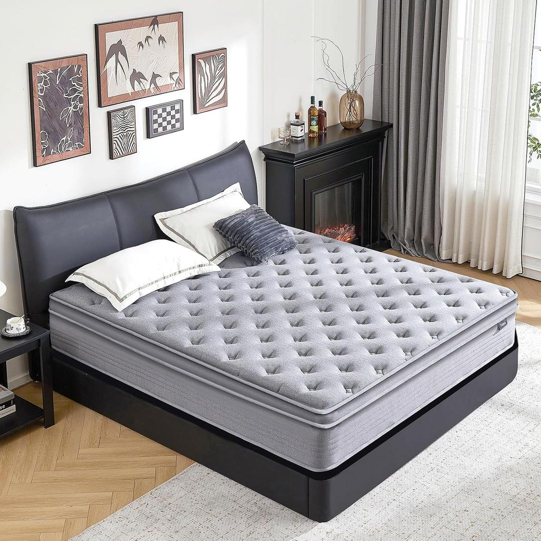 King Mattress, 12 Inch Hybrid Memory Foam Mattress in a Box with Upgrade Pocket Springs, Pressure Relief, Breathable Comfort and Durable, CertiPUR-US Certified, Medium Firm