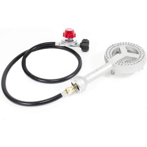 GasOne High Pressure Cast-Iron Burner Head with Brass Fitting Orifice with 0-20 Psi High Pressure Regulator & Hose Complete Kit