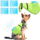 Aliceset 2 Pcs Dog Cooling Vest with 4 Recyclable Ice Pack Summer Outdoor Dog Cooling Harness Pet Adjustable Jacket Cooler(Medium) (Fluorescent Green)