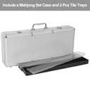 Empty Mahjong Game Set Case, Sliver Aluminum Protective Case with Mahjong Tiles Trays(Tiles not Included,2Pcs/Set), Plastic Trays with Lids, Mahjong Set Storage Box