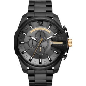 Diesel Mega Chief Watch for Men, Chronograph Men's Watch (51MM, Black/Gold Accents)