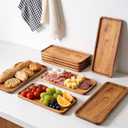 Handcrafted Acacia Wood Decorative Tray 2 Pack Multi-Functional Candle Tray, Smooth Polished Surface with Raised Edges,Stylish Wooden Accent for Living Room, Bedroom, or Bathroom-11.4*4.1*0.59 inches