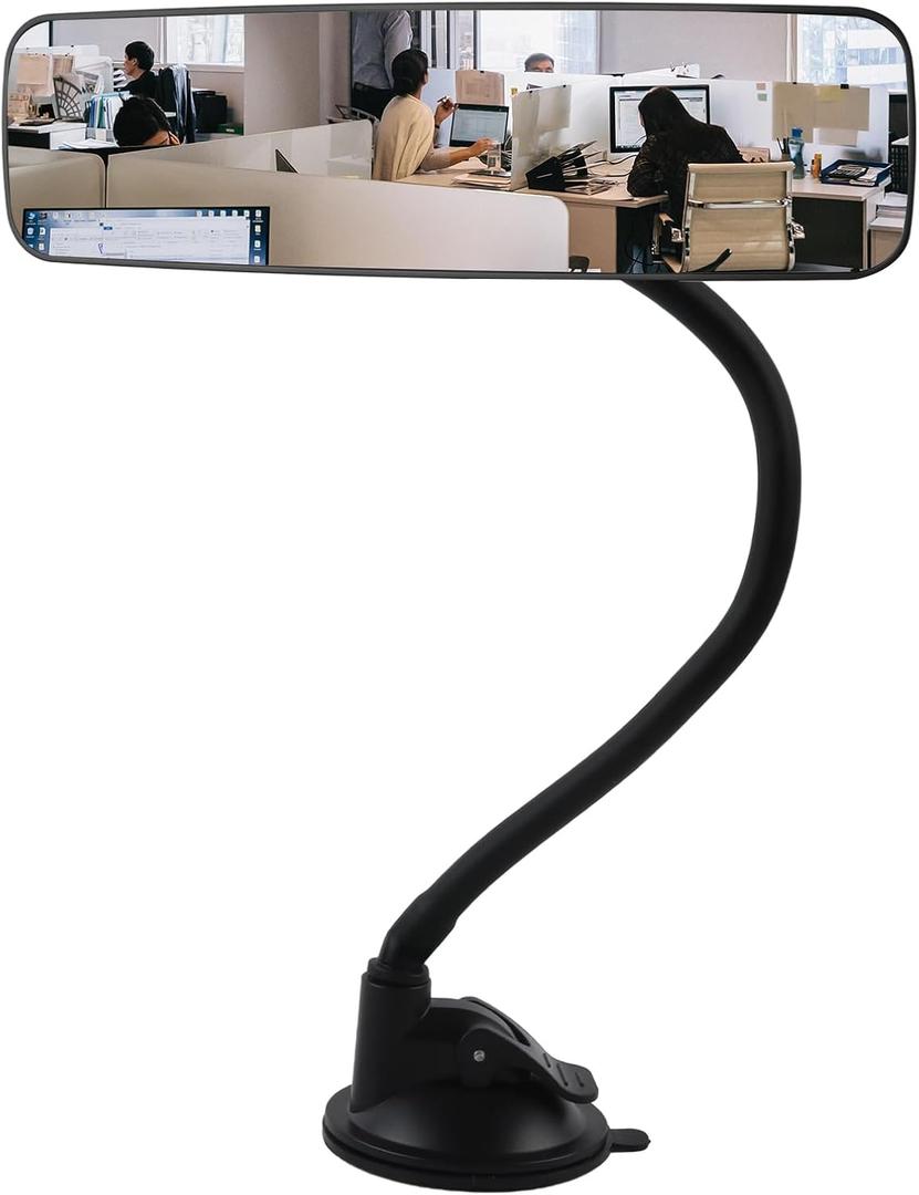 Cubicle Rear View Mirror to See Behind You Adjustable Cubicle Desk Mirror, Heavy-Duty Suction Cup Mount, Fits Monitors & Cubicle Walls