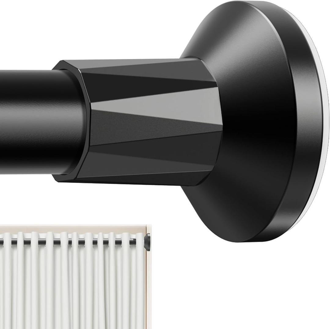 TasticTotes Shower Curtain Rod 30-64 Inch, 1" Diameter Adjustable Spring Tension Rod No Drill Required, Rustproof Stainless Steel, Anti-Slip Bathroom Rod, Black, Matte Finish