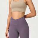ODODOS Women's Crossover Yoga Shorts with Back Pocket, 8" Buttery Soft V High Waist Lounge Biker Shorts, Ash Violet, (Purple, XS)
