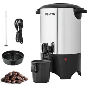 VEVOR Commercial Coffee Urn, 30 Cup 4.5 L Hot Beverage Dispenser with Dripless Faucet, Quick-Brewing Commercial Coffee Maker with Stainless Steel Liner, for Catering, Business, Church & Restaurant