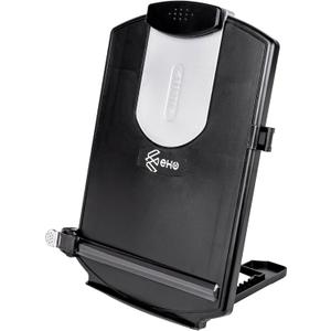 EHO Adjustable Document Holder Bottom with 5mm Shelf Lip, Portable Paper Stand for Reading, Typing, with Clip, Line Guide, Easel Back, for Office, Desktop, Recipes, Music Sheets, paper and more, Black