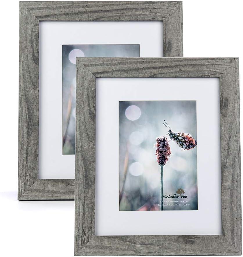 Scholartree Grey 8x10 Picture Frame set of 2,Display 8x10 without Mat or 5x7 with Mat