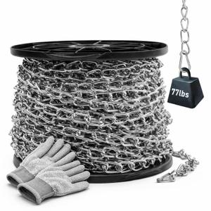 130ft Jack Chain for Hanging, 2mm Thick Steel Chain, Small Chain for Hanging, Utility Chain for Home Outdoor Camping, Heavy Duty Chain for Hanging Baskets, Plants,Thickness 0.08 inches (2mm)
