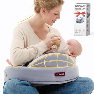 Momcozy Innovative Safety Guard Nursing Pillow - Firm & Springy Memory Foam - Stable, Ergonomic Support & Comfort - Wider Breastfeeding Cushion, Adjustable, Removable Cover, Baby Safety Certified
