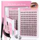 Natural Lash Clusters Kit 10-18mm Mix D Curl DIY Extension Eye Natural Lashes False Wispy EyeLash Cluster with Bond & Seal, Glue Remover, Tweezers(U26 Lash Kits)