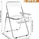 Suzile 2 Pcs Acrylic Folding Chairs Clear Transparent Stackable Dining Chairs Modern Armless Event Seat Plastic Living Room Seat for Home Living Room Inside Outside