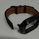 BAITEYOU Leather Bands with Stainless Steel Case Compatible with Fitbit Versa 1 2 3 4 Lite Sense 2 1 Protective case for men