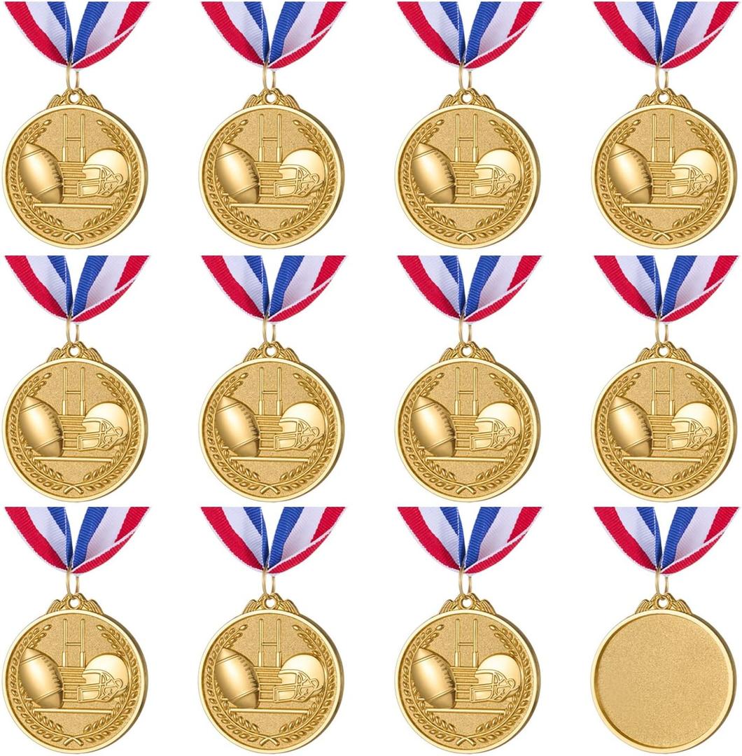 Abaokai 12 Pieces Football Medals for Award,Sports Football Games, Party Favors for Kids, 2 Inches