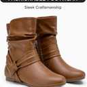 Vepose Women's Slouch Ankle Flat Boots Fashion Short Low Heel Zipper 939A Booties (6)