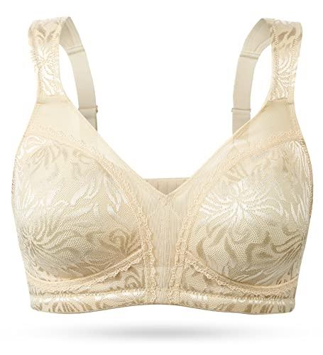 Wingslove Women's Full Coverage Non Padded Comfort Minimizer Wire-Free Bra Plus Size (Nude,46DD/E)