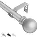 Curtain Rods for Windows 31"- 125", 5/8 inch Small Curtain Rod Sliver Adjustable by Splicing for Bedroom, Living Room, Kitchen and Outdoors