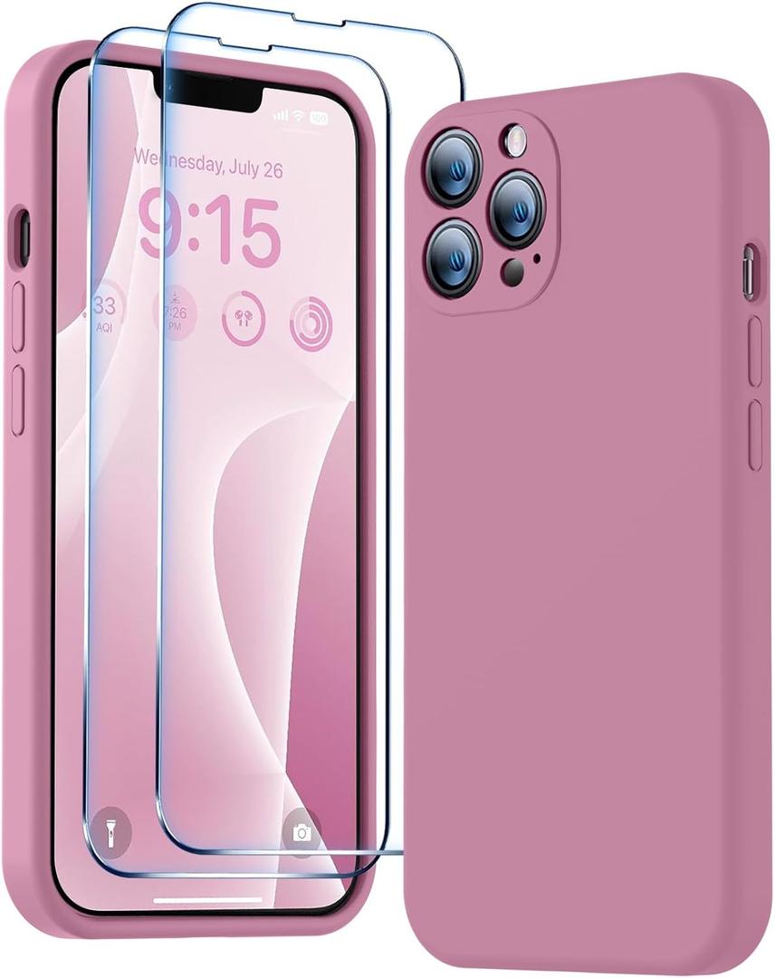 BossKiss Compatible with iPhone 13 Pro Case, Premium Silicone Upgraded [Camera Protection] [2 Screen Protectors] [Soft Anti-Scratch Microfiber Lining] Phone Case for iPhone 13 Pro 6.1 inch 