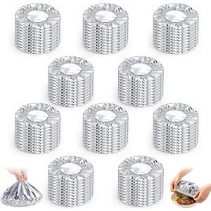 100Pcs Reusable Aluminum Foil Food Covers,Freshness-Preserving Heat-Insulating Aluminum Foil Insulation Cover,Food Fresh Keeping Bags,Fthickened Kitchen Lids for Meal Prep,Baking,and Food Storage