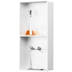BWE Bathroom Wall Niche,12" X 24" X 4" Stainless Steel Shower Niche,Rimless Recessed Shower Shelf for Bathroom,Double Shelves Niche,No Tile Needed Matte White