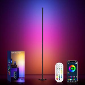 Corner Floor Lamp, 65" RGB Color Changing Mood Light with Remote Control, Dimmable LED Corner Lamp with Music Sync, Modern Floor Lamp for Living Room Gaming Room (Black-1PC)