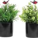7" H Fake Plants Indoor 2 Pack Small Artificial Plants,Topiary Greenery Mini Potted Plants for House Office Tabletop Decoration