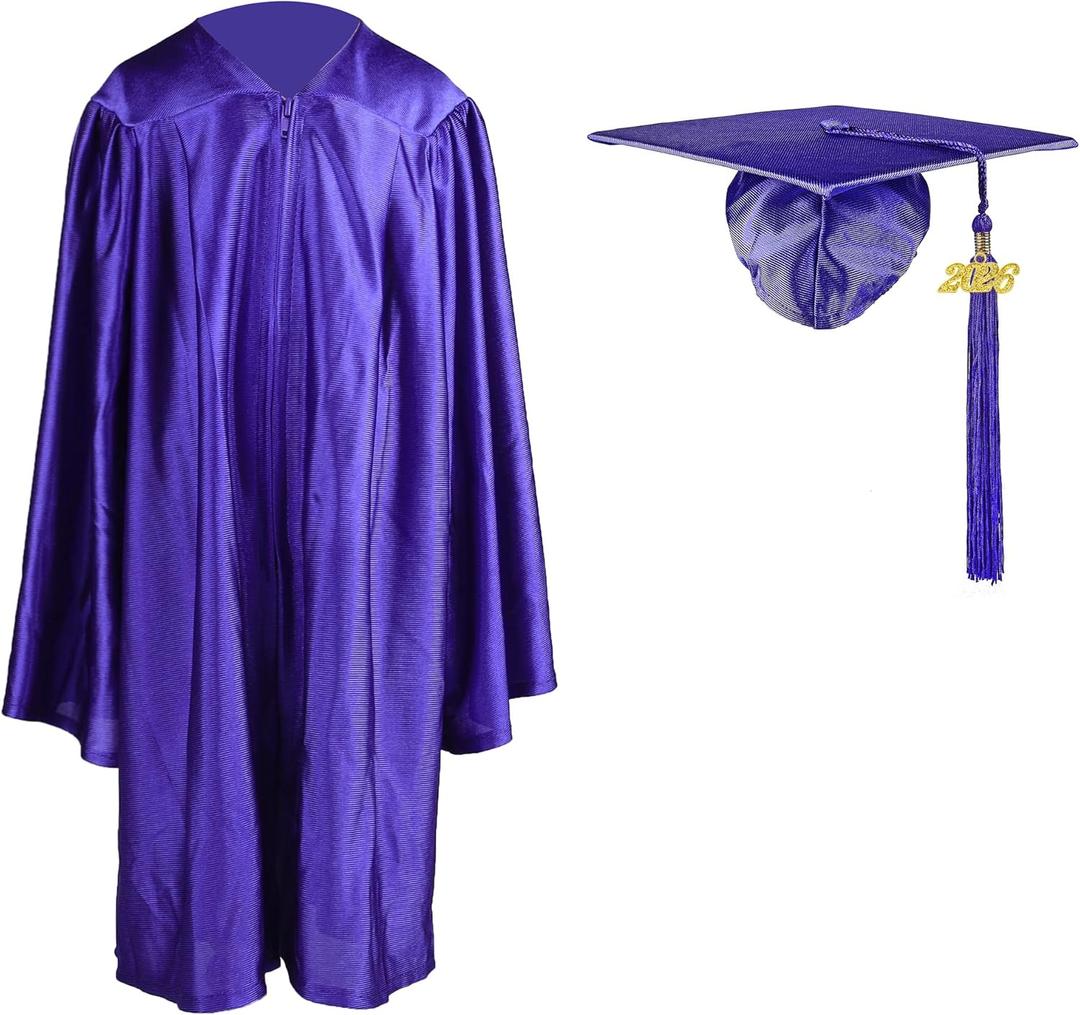 Shiny Kindergarten Graduation Cap and Gown Set (36, Purple)