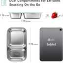 3 Pack Stainless Steel Snack Containers with Silicone Lids, 2-Compartment Snack Containers for Lunch, Office, Travel & CampingAqua, Blue, Grey