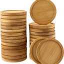 PINGEUI 30 Pack 3 Inch Round Bamboo Coasters, Natural Wooden Drink Coasters, Round Bamboo Saucer Decorative Succulent Tray for Cups, Outdoor and Indoor Plant Pots
