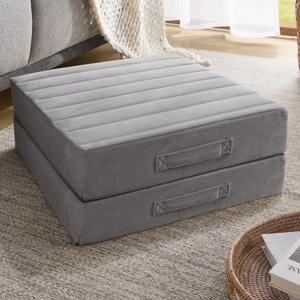 Codi High Density Foam Floor Pillow 2 Sets, Large Meditation Cushions Seating for Adults and Yoga Sitting, 5" Thick Washable Couch Cushion with Soft Tufted Covers - 22 Inch Grey (2 Count (Pack of 1))