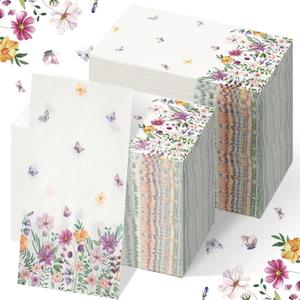 200 Pcs Spring Floral Napkins Guests Paper Towels for Bathroom Disposable Hand Towels 2 Ply Easter Guest Paper Napkins for Bathroom for Summer Wedding Bridal Shower Party