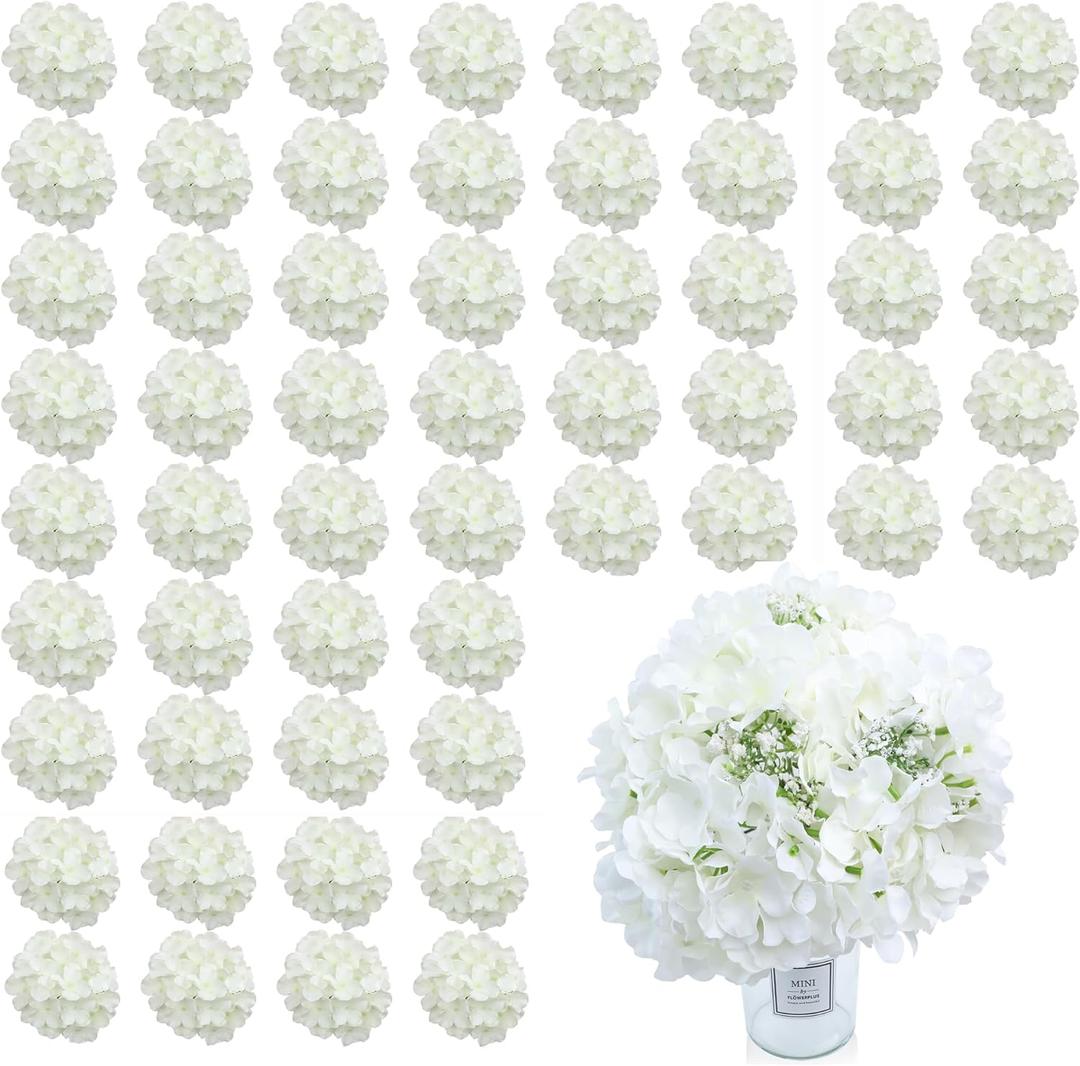 AVIVIHO 106 Pcs White Hydrangea Artificial Flowers Bulk Fake Flower Faux Hydrangeas Silk Flowers with Stems for Wedding, Parties, Table Centerpieces, Bridal Bouquet, Baby Shower, Home, Festival Decoration