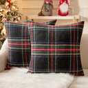 MIULEE Christmas Plaid Decorative Throw Pillow Covers Set of 2 Scottish Tartan Vintage Farmhouse Winter Cuhion Case Pillow Covers for Couch livingroom Sofa Bed Porch Home Decor 20x20 inch Black
